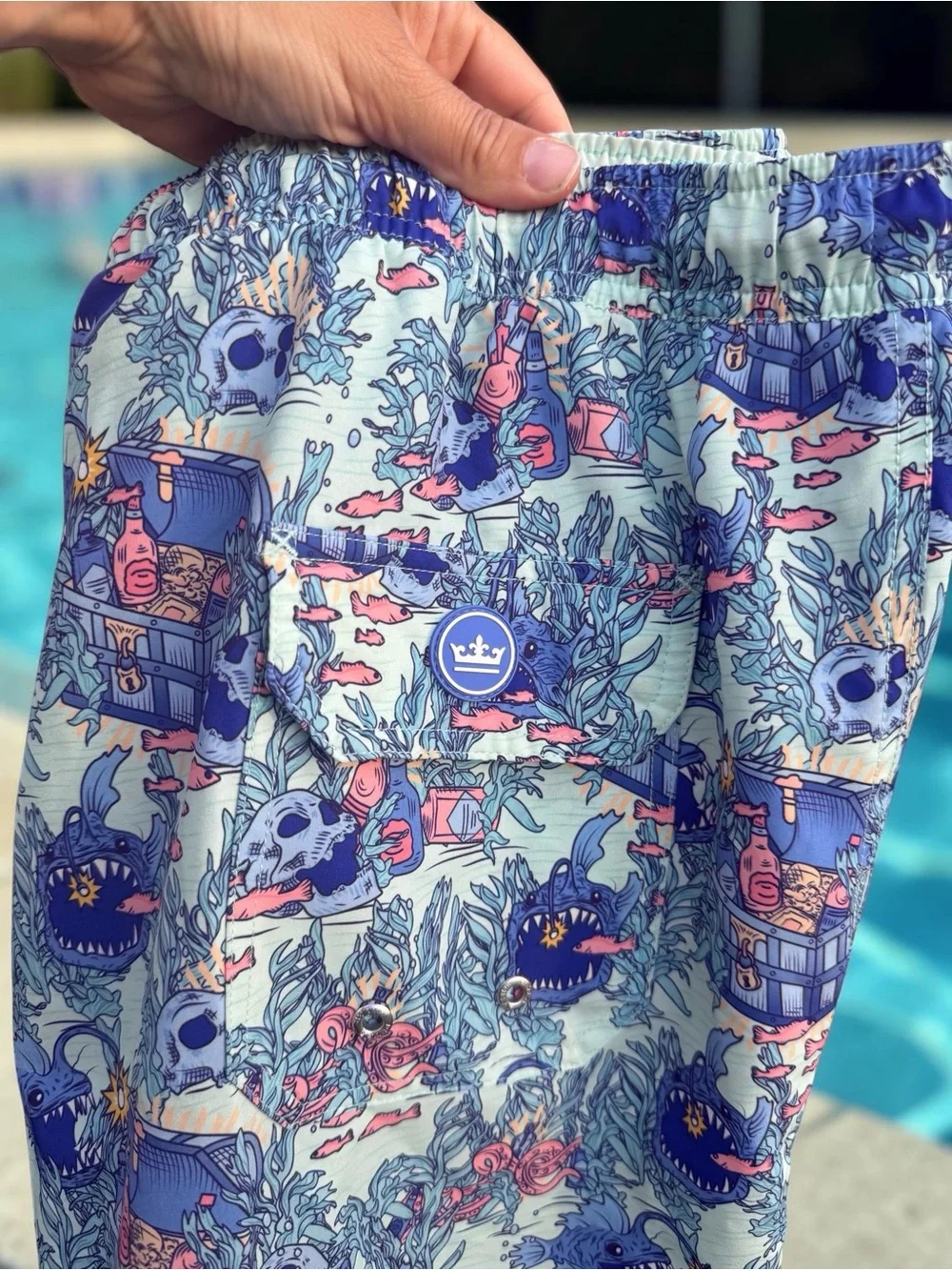 Peter Millar Seaside ‘Lit up’ print swim trunks, men’s XL